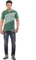 AMX Striped Men's Polo Neck Dark Green T-Shirt