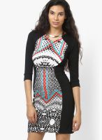 AND Black Colored Printed Shift Dress