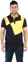 Acomharc Self Design Men's Polo Neck Blue T-Shirt