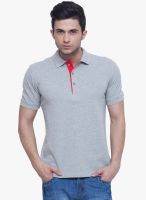 Alley Men Grey Solid Polo T-Shirt