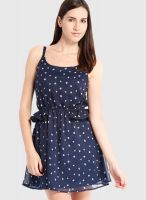Anaphora Navy Blue Colored Printed Skater Dress