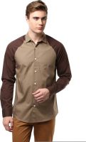 Atorse Men's Solid Casual Beige Shirt