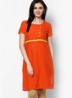 Aum Orange Solid Kurtis