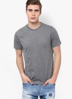 Aventura Outfitters Grey Milange Solid Round Neck T-Shirts