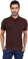 Awack Solid Men's Polo Neck Brown T-Shirt