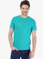 Basics Green Printed Round Neck T-Shirts