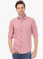 Basics Red Checks Slim Fit Casual Shirt