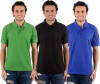 Blaze Solid Men's Polo Neck Multicolor T-Shirt(Pack of 3)