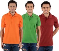 Blaze Solid Men's Polo Neck Multicolor T-Shirt(Pack of 3)