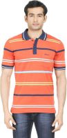 Blumerq Striped Men's Polo Neck Orange T-Shirt