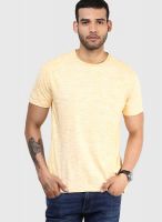 Breakbounce Yellow Solid Round Neck T-Shirts