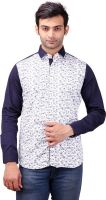 Clubstone Men's Floral Print Casual White Shirt