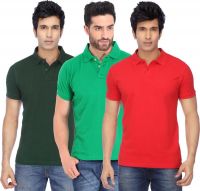 Concepts Solid Men's Polo Neck Multicolor T-Shirt(Pack of 3)