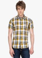 DERBY JEANS COMMUNITY Brown Checked Slim Fit Casual Shirt