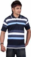 Dearclass Striped Men's Polo Neck Dark Blue T-Shirt