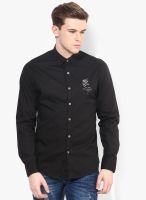 Ed Hardy Black Solid Slim Fit Casual Shirt