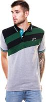 Enquotism Embroidered Men's Polo Neck Multicolor T-Shirt