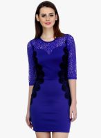 Faballey Blue Colored Embroidered Bodycon Dress