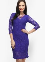 Faballey Blue Colored Solid Shift Dress