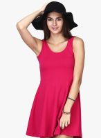 Faballey Pink Colored Solid Shift Dress