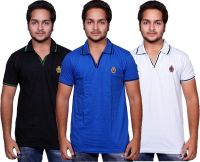 Fanatic Self Design Men's Polo Neck Multicolor T-Shirt(Pack of 3)