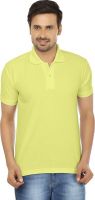 Forever19 Solid Men's Polo Neck Yellow T-Shirt