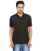 Forever19 Solid Men's Polo Neck Black T-Shirt