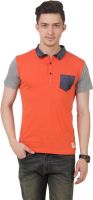 FROST Solid Men's Polo Neck Orange T-Shirt