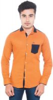 Goodkarma Men's Printed Casual Orange Shirt