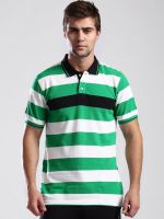 HRX by Hrithik Roshan Striped Men's Polo Neck Green T-Shirt