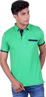 Heritage Denim Embroidered Men's Polo Neck Green T-Shirt