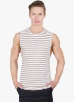 Hypernation White Striped Round Neck T-Shirts