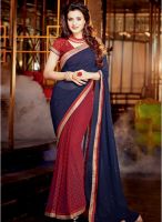 Inddus Blue Embroidered Saree