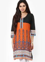 Indidori Orange Printed Kurtis