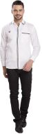 Ishin Men's Solid Casual White Shirt