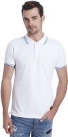 Jack & Jones Solid Men's Polo Neck White T-Shirt