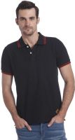 Jack & Jones Solid Men's Polo Neck Black T-Shirt