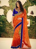 Kalista Fashions Blue Embroidered Saree