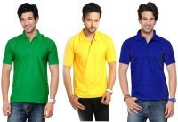 KeepSake Solid Men's Polo Neck Multicolor T-Shirt(Pack of 3) KeepSake Solid Men's Polo Neck Multicolor T-Shirt(Pack of 3)