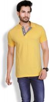 LUCfashion Solid Men's Polo Neck Yellow T-Shirt