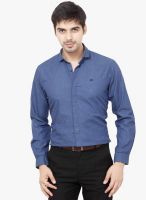 La Seven Blue Solid Slim Fit Formal Shirt