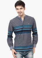 La Seven Blue Striped Henley T-Shirt