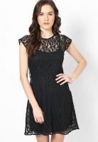 Lara Karen Mega Sleeve Black Lace Dress With Viscose Slip