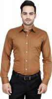 LEAF Men's Solid Formal Brown Shirt