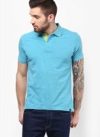 Lee Blue Solid Polo T-Shirts