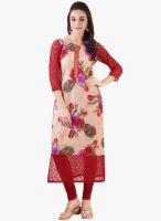 Libas Beige Embroidered Kurta