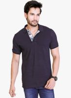 Lucfashion Navy Blue Solid Polo T-Shirt