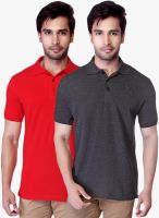 Lucfashion Pack Of 2 Multicoloured Solid Polo T-Shirt
