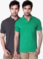 Lucfashion Pack Of 2 Multicoloured Solid Polo T-Shirt