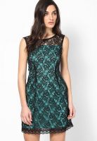 MEEE Green Colored Solid Skater Dress